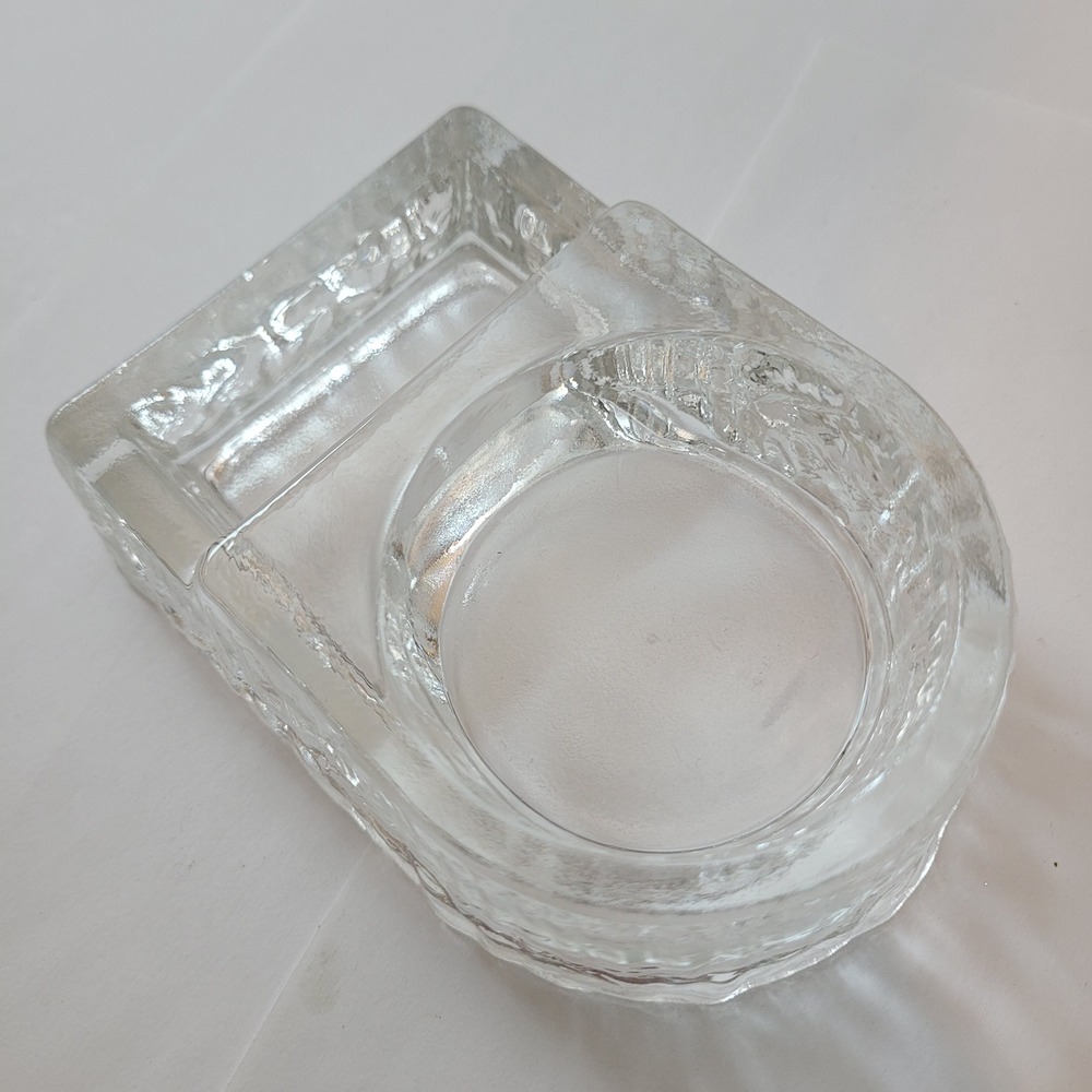 Vintage Textured Ice Glass Desk Organizer Tray Clear Brutalist Catchall‎